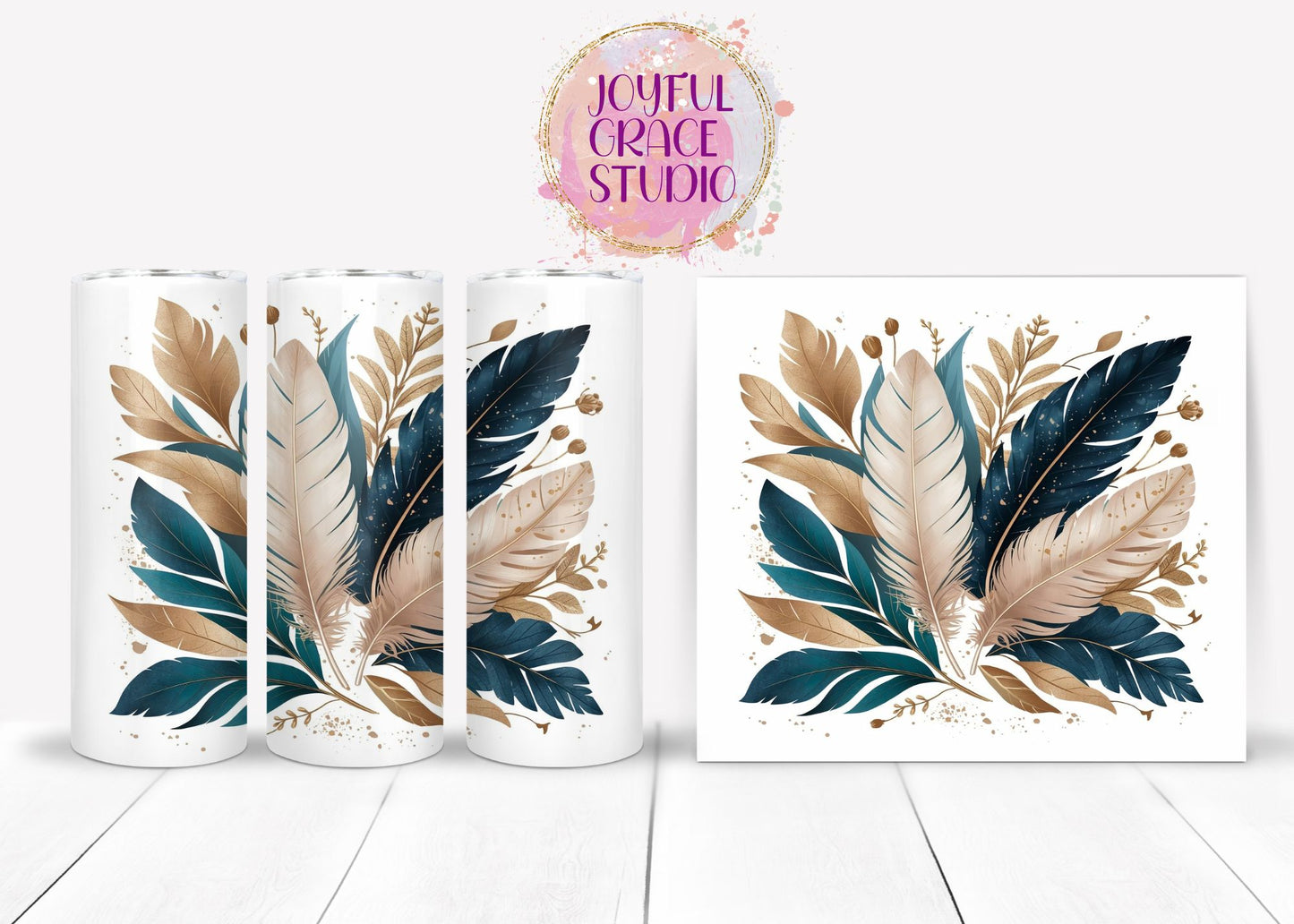 Boho Feathers Tumbler