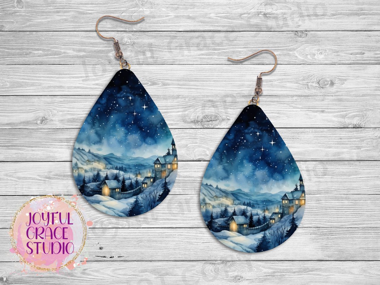 Snowy Town Scene Earrings