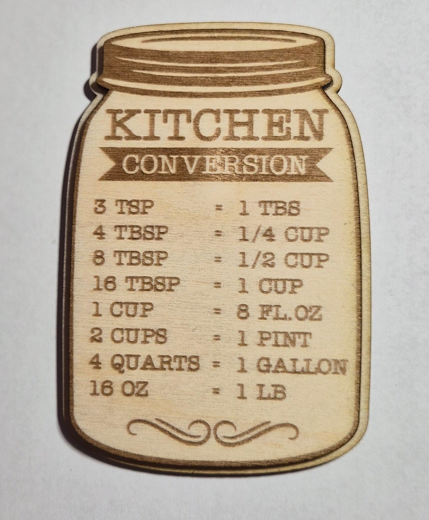 Kitchen Conversion Magnet | Wooden Mason Jar Fridge Magnet