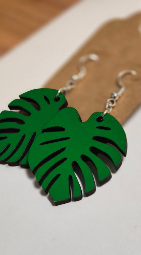Tropical Monstera Leaf Earrings