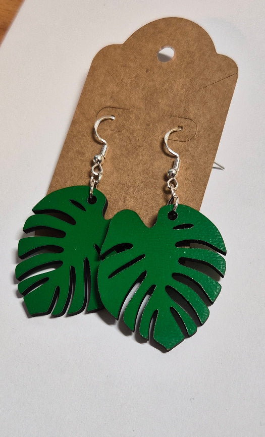 Tropical Monstera Leaf Earrings
