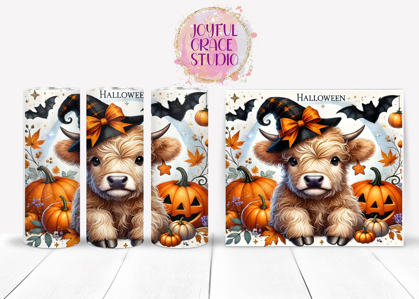 Cute Highland Cow Halloween Tumbler