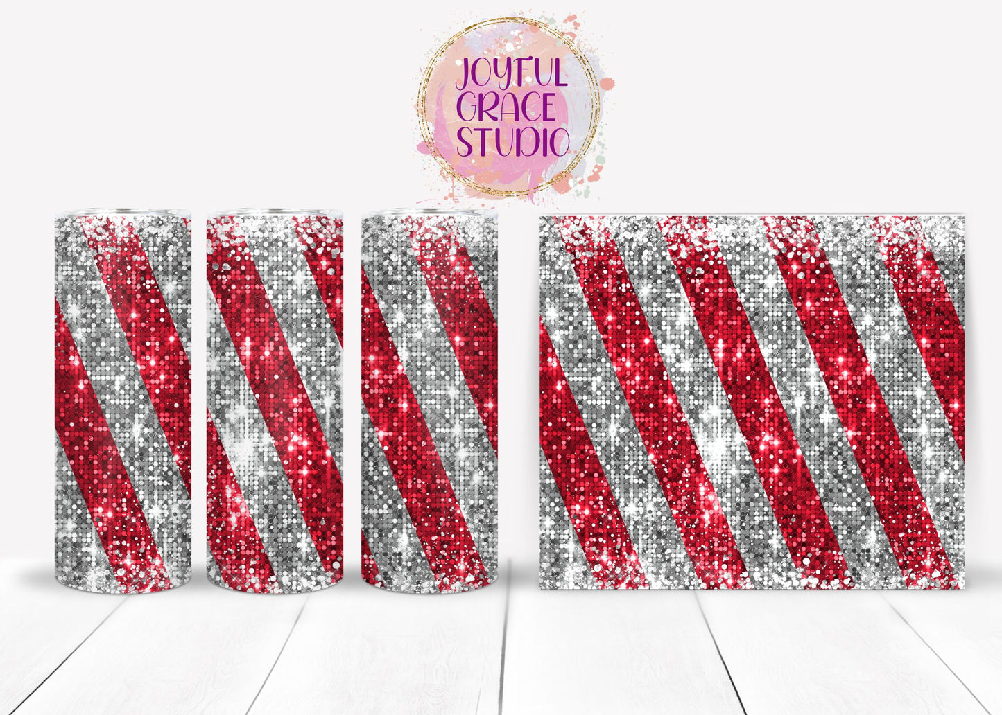 Christmas Glitter Stripes Tumbler