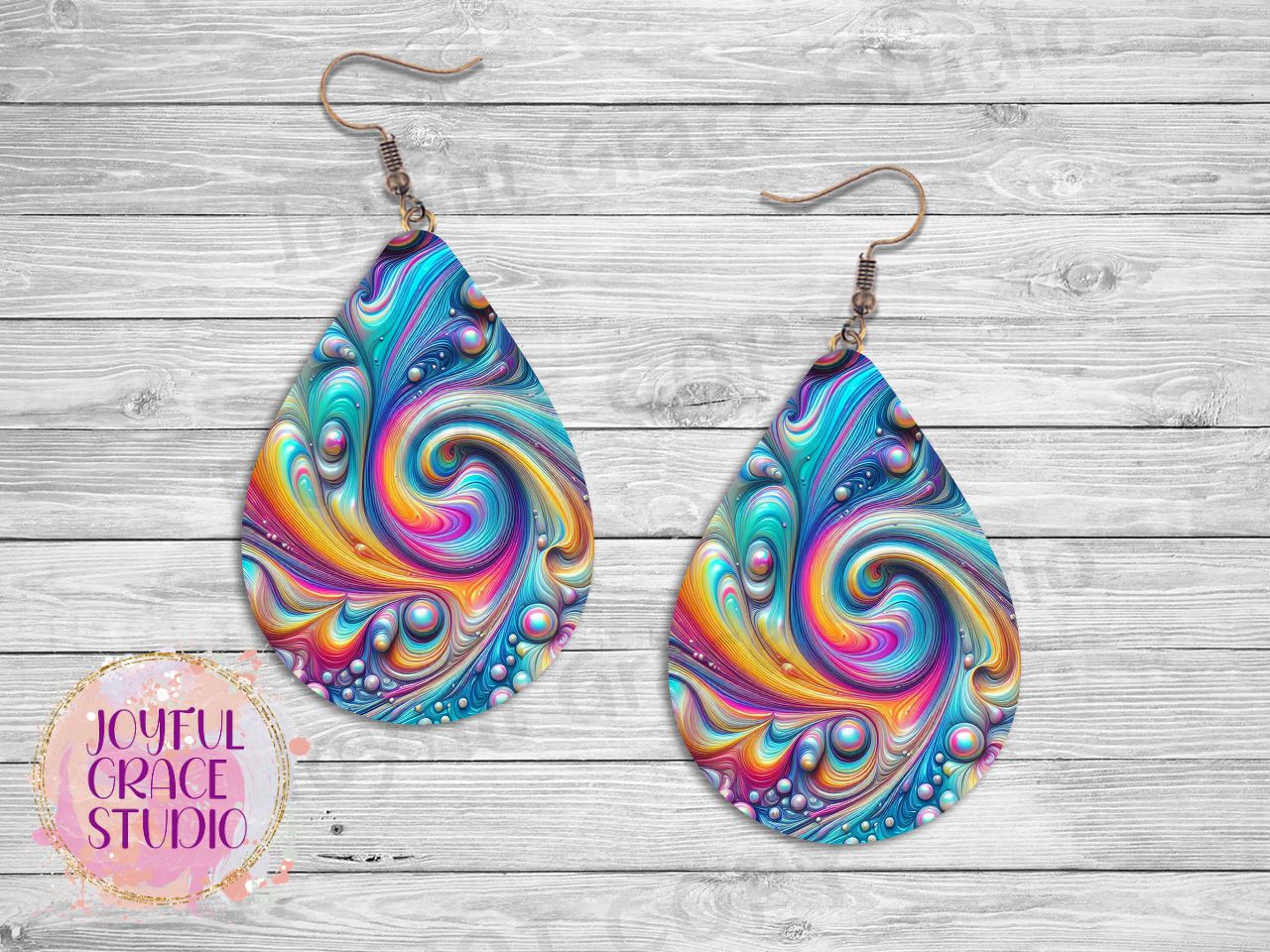 Tie Dye Paint Swirls Earrings