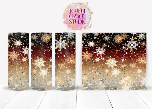 Gold and Snowflakes Christmas Tumbler