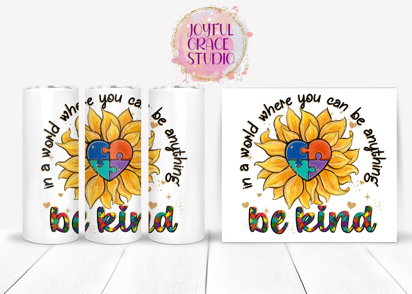 Be Kind Autism 20 oz Skinny Tumbler