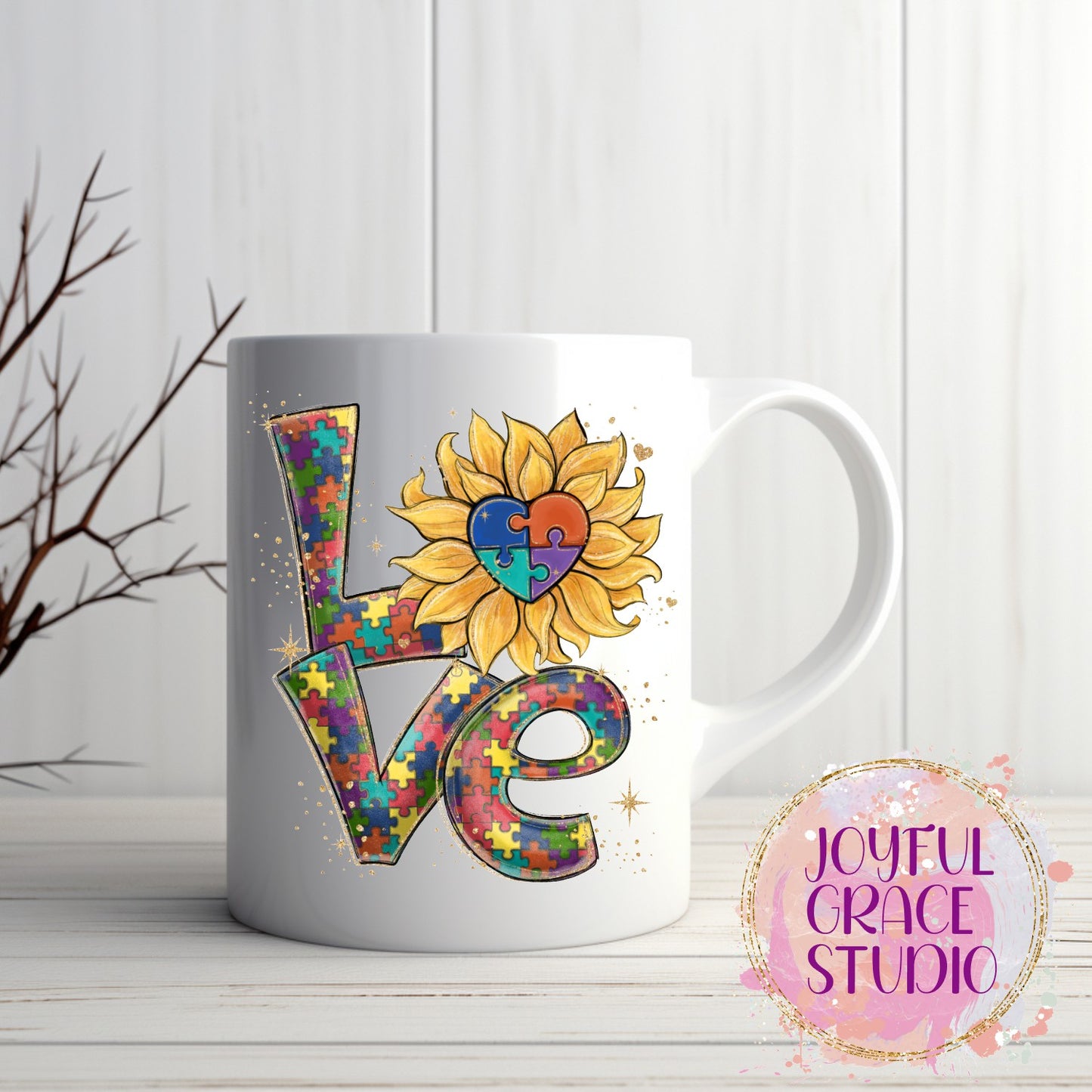 Autism Love with Sunflower Mug