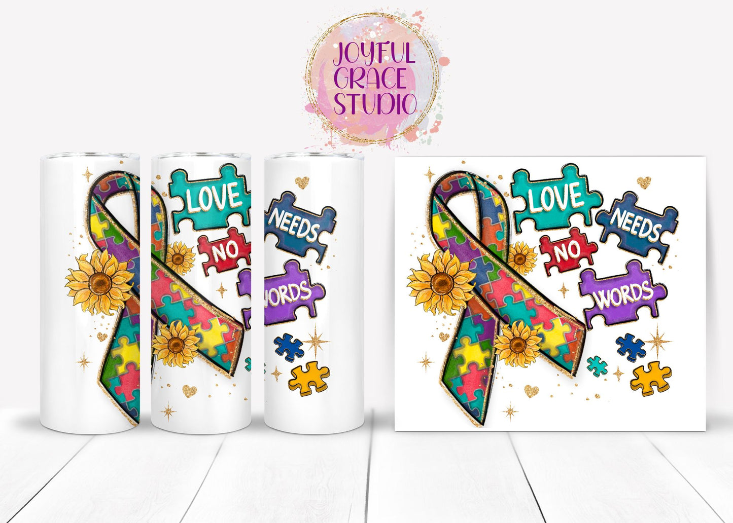 Love Needs No Words 20 oz Skinny Tumbler